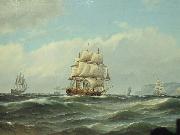 Carl Bille Shipping off the Norwegian Coast oil painting